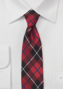Cravatta sottile quadri rosso