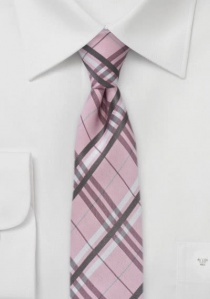 Cravatta stretta a forma di Glencheck modello rosé