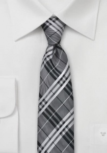 Cravatta sottile quadri grigio