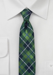 Cravatta stretta quadri verde