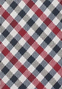 Krawatte Vichy-Karo marineblau rot perlmuttfarben