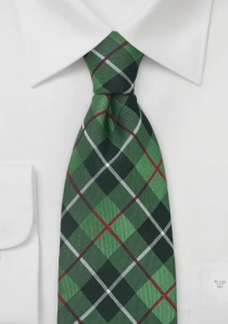 Kinder-Krawatte grün Schottenkaro rot