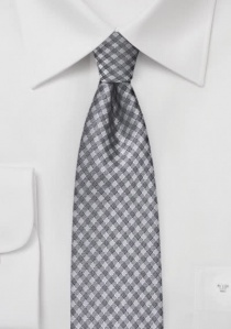 Cravatta da uomo a quadri stretti grigio argento
