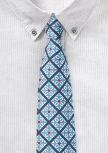 Cravatta in azzurro con stampa Talavera ruvida