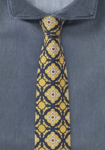 Cravatta da uomo d'affari giallo-blu con motivo