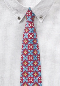 Cravatta rossa turchese con un fresco design retrò