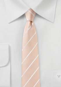 Cravatta a righe sottili bianco albicocca