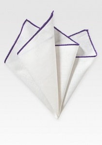 Sciarpa Cavalier Lino bianco naturale Bordo viola
