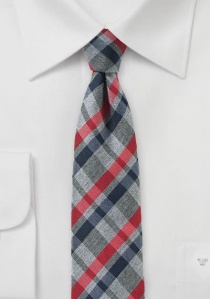 Cravatta quadri rosso grigio