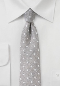 Cravatta in lino a pois grigio chiaro