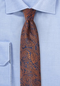 Cravatta blu paisley marrone