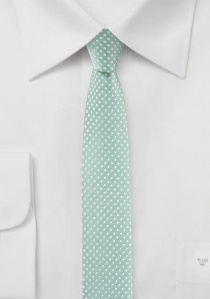 Cravatta maschile stretta blu verde a pois