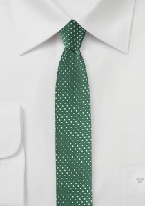 Cravatta stretta verde scuro a pois