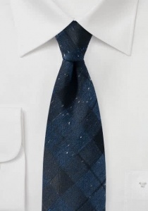 Cravatta con motivo a quadri blu navy e cotone