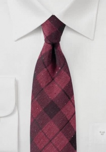Cravatta business tartan rosso bordeaux con cotone