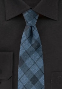 Cravatta a quadri blu fumo con cotone