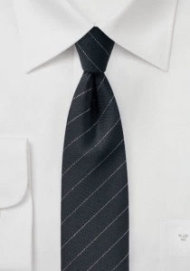 Cravatta gessata nero profondo argento