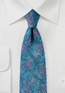 Cravatta con motivo paisley maculato ciano