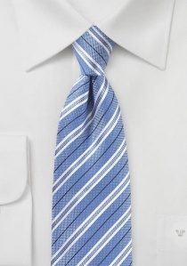 Cravatta in cotone con motivo a righe azzurro