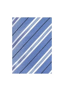 Cravatta in cotone con motivo a righe azzurro