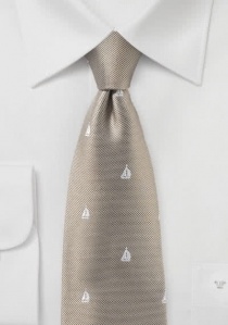 Cravatta con velieri beige