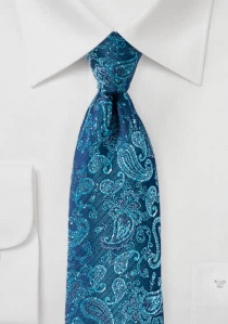 Cravatta con motivo paisley in ciano marino