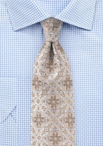 Cravatta design floreale beige