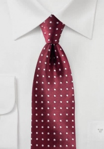 Cravatta business con motivo a pois rosso bordeaux