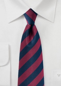 Cravatta con motivo a righe blu navy rosso