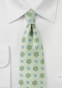 Cravatta con motivo floreale verde pallido