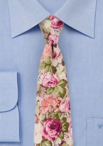 Cravatta con motivo a rose rosa