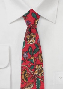 Cravatta con motivo floreale rosso medio