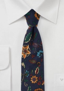 Cravatta design floreale blu notte