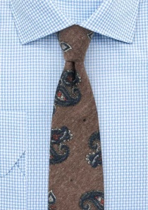 Cravatta Paisley in cotone color moka