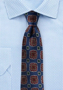 Cravatta con emblemi quadrati blu