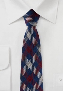 Cravatta da uomo in lana, blu reale, rosso vino,
