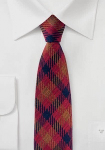 Cravatta in lana blu navy mediamente rossa con