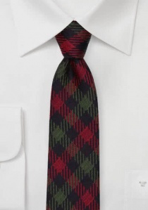 Cravatta da uomo in lana a scacchi verde rosso