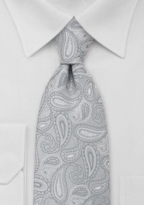 Cravatta Paisley argento bianco